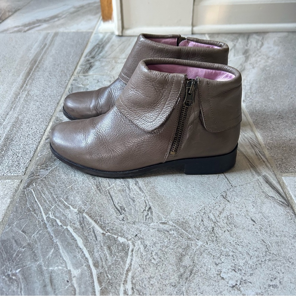 Jacadi Paris Girl Brown Leather Ankle Boots, Size 35 EU/US 3.5
